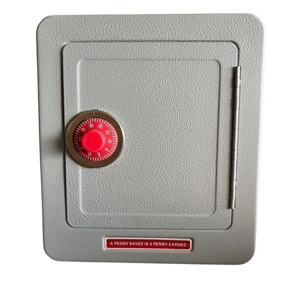 Schylling A Penny Saved Is A Penny Earned Combination Safe Alarm Bank - Picture 1 of 11